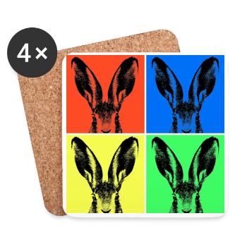 Osterhase Hase Pop Art zu Ostern zum Osterfest - Untersetzer (4er-Set) - Weiß - Vorne