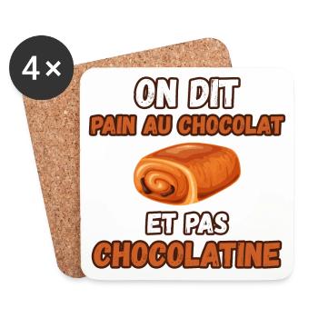 pain au chocolat et non Chocolatine - Dessous de verre (lot de 4) - blanc - Devant