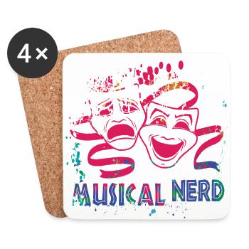 Masques de nerd musicaux - Dessous de verre (lot de 4) - blanc - Devant