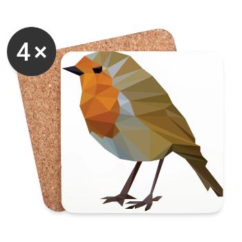 Rotkehlchen Polygonal Vogelkunde - Untersetzer (4er-Set) - Weiß - Vorne