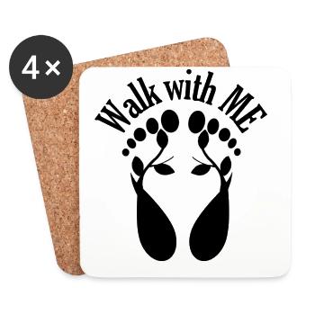 Marcher avec les pieds ME noirs - Dessous de verre (lot de 4) - blanc - Devant