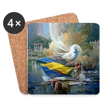 Peace for the Ukrainians, stand with Ukraine - Coasters (set of 4) - white - Front
