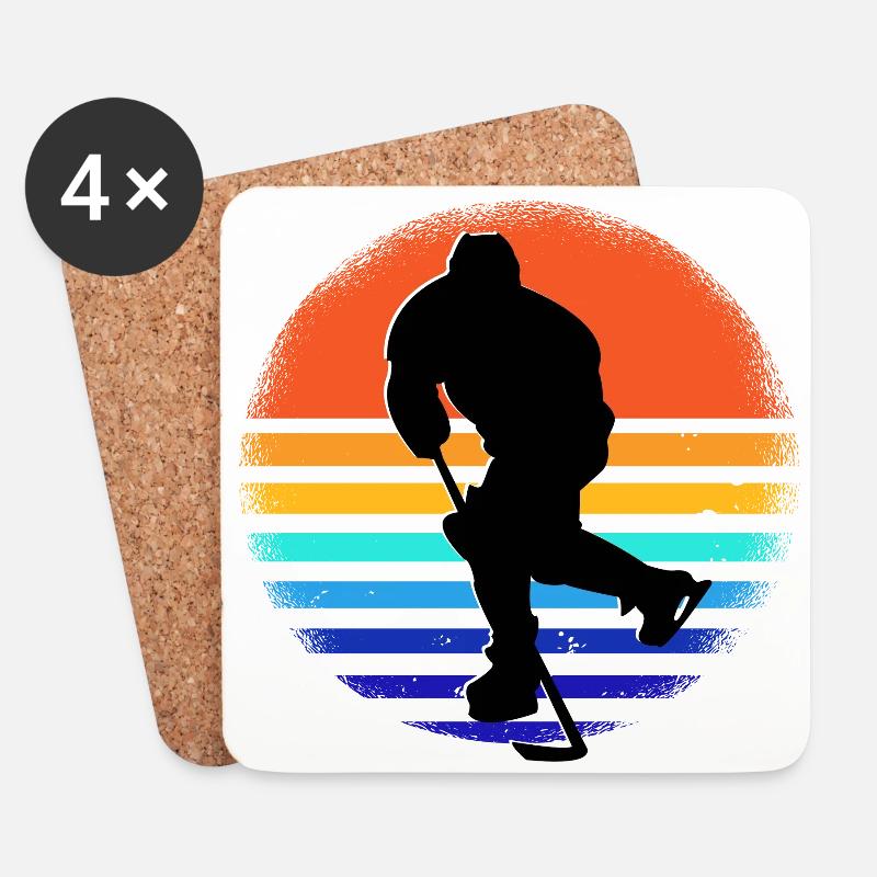 Ice - Hockey - Player - Untersetzer (4er-Set) - Weiß