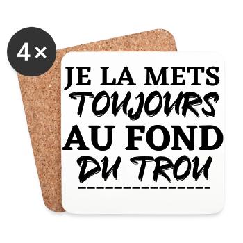 Je la mets toujours au fond du trou. Golf drôle - Dessous de verre (lot de 4) - blanc - Devant