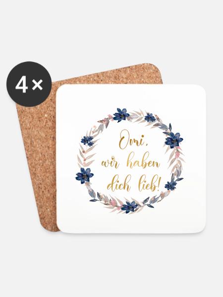Omi wir haben dich lieb! - Untersetzer (4er-Set) - Weiß
