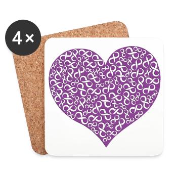 Herz Unendlich 3D - Lila - Untersetzer (4er-Set) - Weiß - Vorne