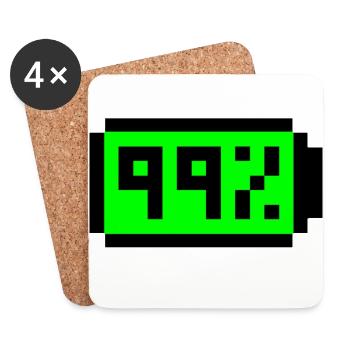 Batterie 99 % Pixel Art - Untersetzer (4er-Set) - Weiß - Vorne