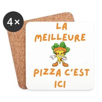 la meilleure pizza c'est ici - Dessous de verre (lot de 4) - blanc - Devant