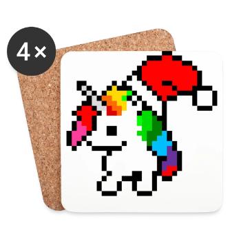 Christmas Unicorn Pixel Art - Coasters (set of 4) - white - Front