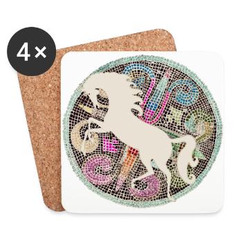 Cheval mosaïque blanc - Dessous de verre (lot de 4) - blanc - Devant