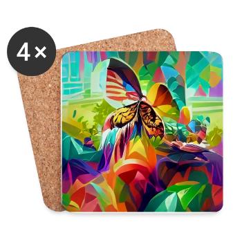 Bunter, lebendiger psychedelischer Schmetterlings-Retro-Stil - Untersetzer (4er-Set) - Weiß - Vorne