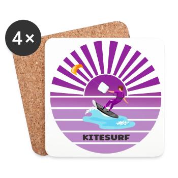 Kitesurfing sunset waves - Coasters (set of 4) - white - Front