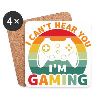 Gamergaming, Konsole - Can't hear you I'am Gaming - Untersetzer (4er-Set) - Weiß - Vorne