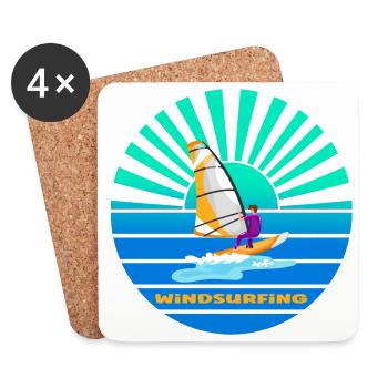 Windsurfing sunset - Coasters (set of 4) - white - Front