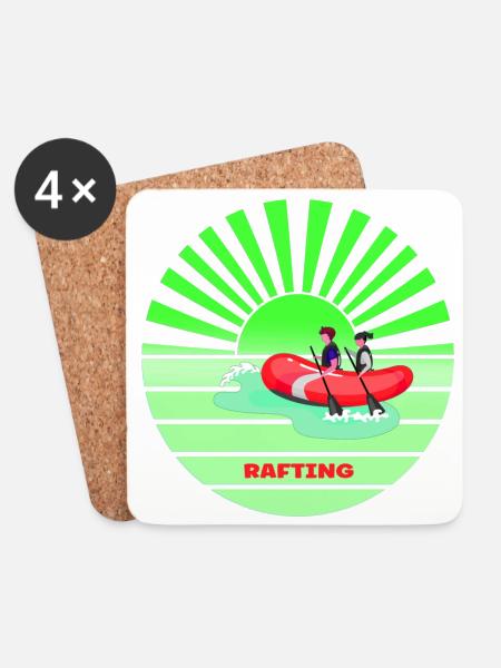 Vintage sunset rafting - Coasters (set of 4) - white