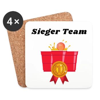 Sieger Shirt Trinkspiel - Untersetzer (4er-Set) - Weiß - Vorne