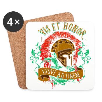 Un beau et amusant design « Vis Et Honor » - Dessous de verre (lot de 4) - blanc - Devant
