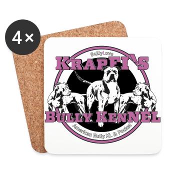 Kennel Logo Neu (ROSA)-American Bully XL & Pocket - Untersetzer (4er-Set) - Weiß - Vorne