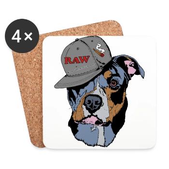 American Bully Pocket Hemp Hip Hop Joint Weed - Dessous de verre (lot de 4) - blanc - Devant