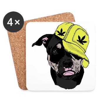 American Bully Pocket Chanvre Hip Hop Musique Smoking Pot - Dessous de verre (lot de 4) - blanc - Devant