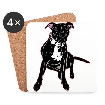 American Staffordshire Terrier - Dessous de verre (lot de 4) - blanc - Devant