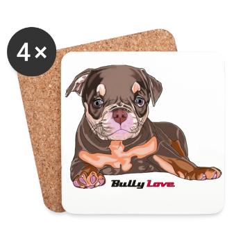 American Bully Pocket Puppy - Dessous de verre (lot de 4) - blanc - Devant