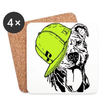 American Staffordshire Terrier Hip Hop Musique Capi - Dessous de verre (lot de 4) - blanc - Devant