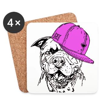 American Bully XL Musique Hip Hop Capi - Dessous de verre (lot de 4) - blanc - Devant