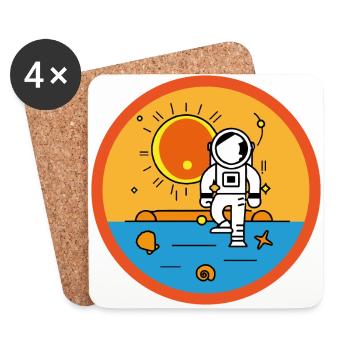 Astronaute sur la plage au soleil - Dessous de verre (lot de 4) - blanc - Devant