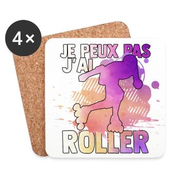 je peux pas j'ai roller idée cadeau roller drôles - Dessous de verre (lot de 4) - blanc - Devant