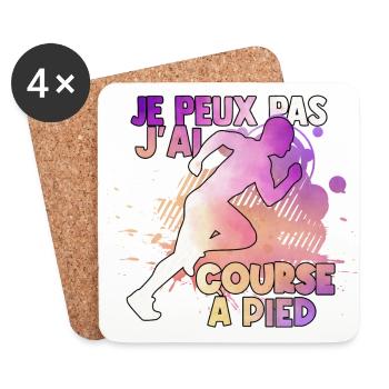 Je Peux Pas J ai course a pied water color - Dessous de verre (lot de 4) - blanc - Devant