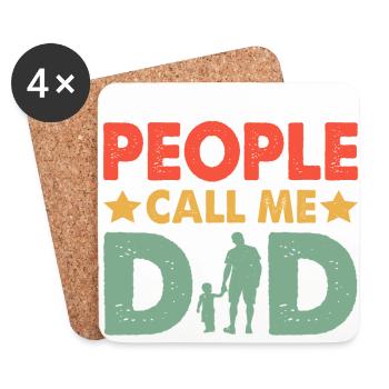 Papa - Fête des Pères - Fête des Hommes - Cadeau - Dessous de verre (lot de 4) - blanc - Devant