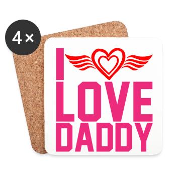 « J’aime papa » - Dessous de verre (lot de 4) - blanc - Devant
