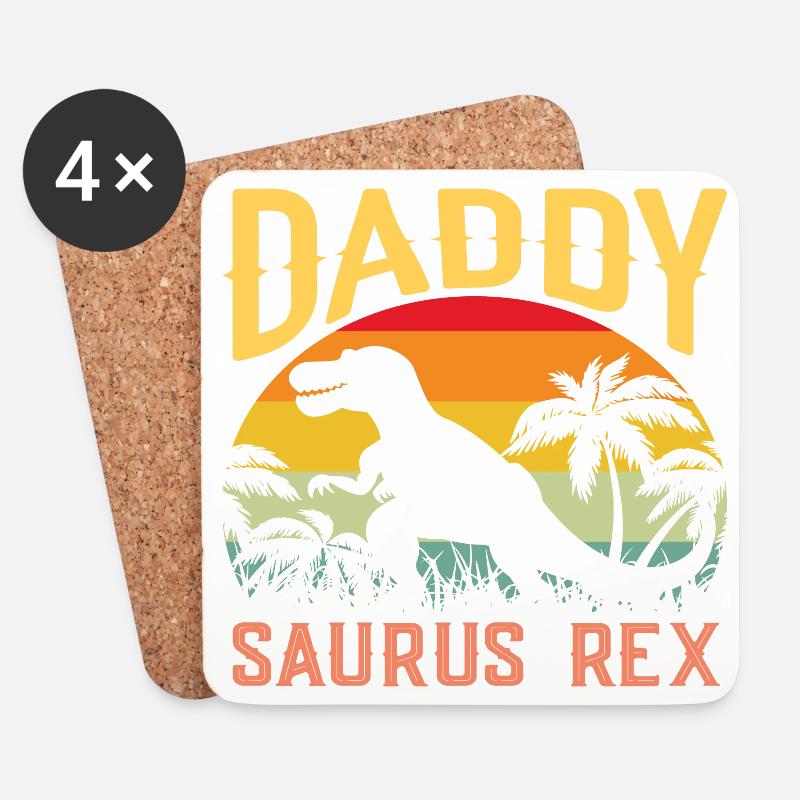 Vatertags-Geschenkidee für daddysaurus - Vatertag - Untersetzer (4er-Set) - Weiß