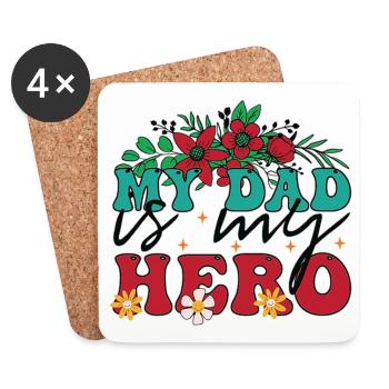 Mein Vater ist mein Held - Untersetzer (4er-Set) - Weiß - Vorne