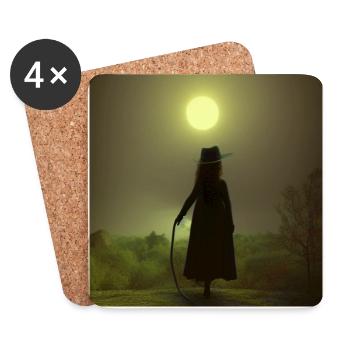 Female Edition - The Hiker over the Sea of Fog - Coasters (set of 4) - white - Front
