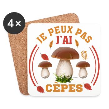 Je Peux Pas J'ai Cèpes Drôles Champignon Cèpe - Dessous de verre (lot de 4) - blanc - Devant