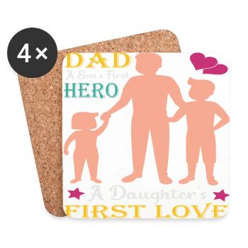 Père et fils - père et fille cadeau père - Dessous de verre (lot de 4) - blanc - Devant