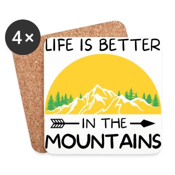 La vie est meilleure dans la nature tshirt de montagne - Dessous de verre (lot de 4) - blanc - Devant