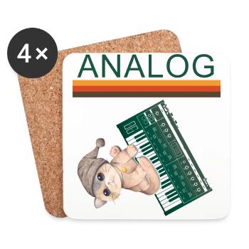 Synths Analog Retro Cat Synthesizer - Untersetzer (4er-Set) - Weiß - Vorne