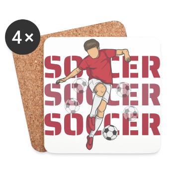 Football football football Foot - Dessous de verre (lot de 4) - blanc - Devant