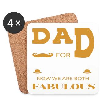 Drôle de forme de cadeau de fête des pères pour le fils et la fille - Dessous de verre (lot de 4) - blanc - Devant