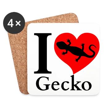 Love Gecko Love Geckos Reptiles - Dessous de verre (lot de 4) - blanc - Devant