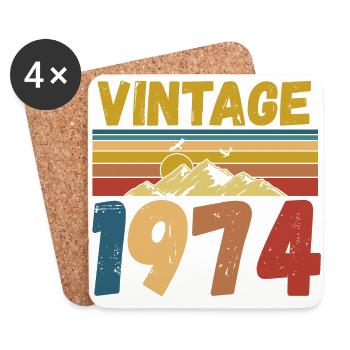 Vintae 1974 / fabriqué en 1974 - Dessous de verre (lot de 4) - blanc - Devant