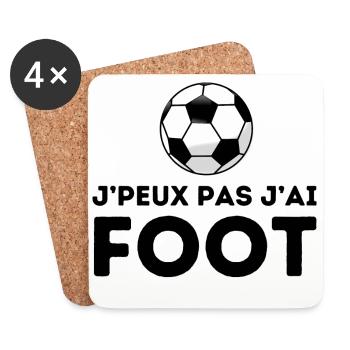 J'peux pas j'ai foot tshirt, pull, casquette - Dessous de verre (lot de 4) - blanc - Devant