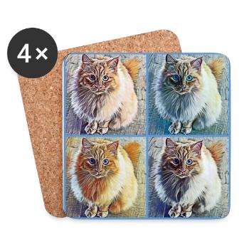 Pop Art Katzen Collage - Untersetzer (4er-Set) - Weiß - Vorne