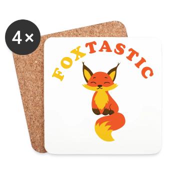 Foxtastic Fuchs lustiger Kinder Spruch - Untersetzer (4er-Set) - Weiß - Vorne