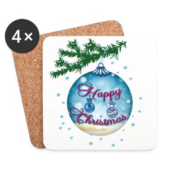 Blue Bauble - Coasters (set of 4) - white - Front