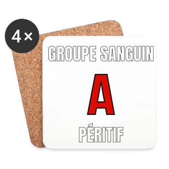 Groupe sanguin À péritif - Dessous de verre (lot de 4) - blanc - Devant