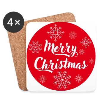 Merry Christmas - Dessous de verre (lot de 4) - blanc - Devant